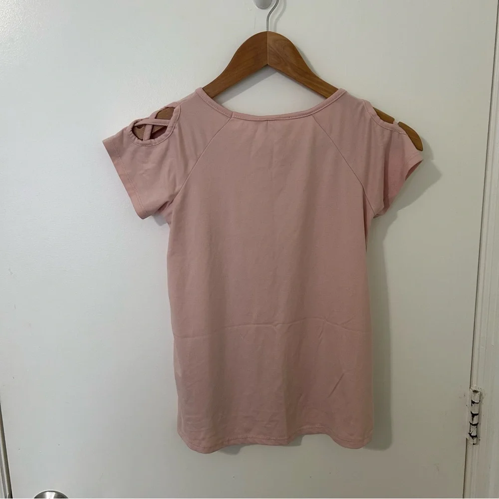 btween Light Pink Mermaid at Heart Short Sleeve Tee Cut Out Shoulders - Picture 3 of 3